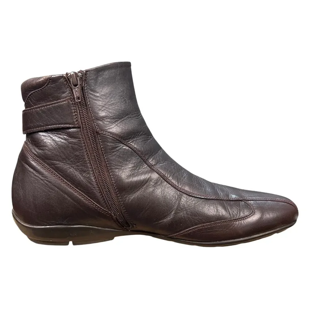 Bacco Bucci Llorente Brown Leather Side Strap Ankle Boots Size 43 US 10